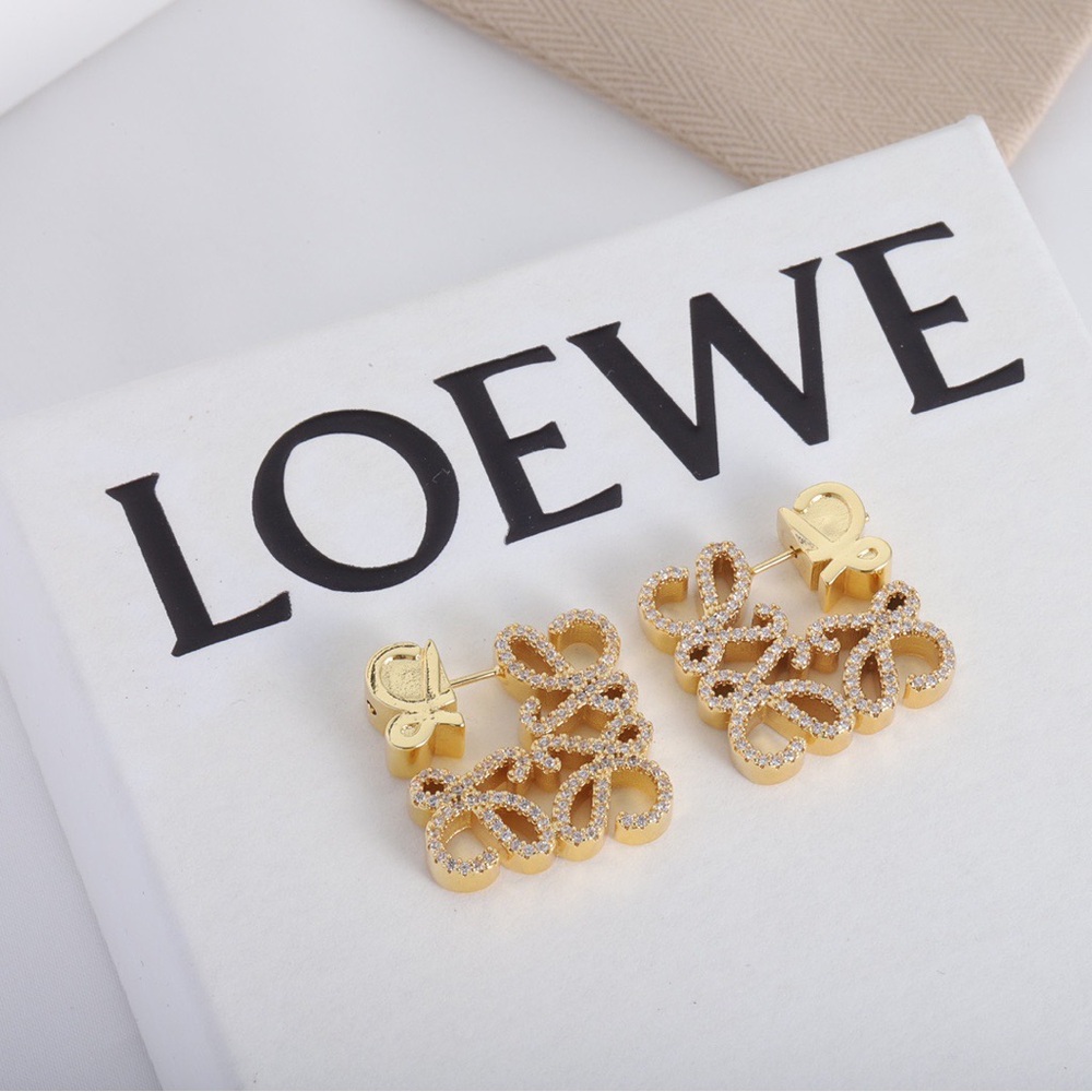 Loewe Elegant Gold Script Earrings - image 1